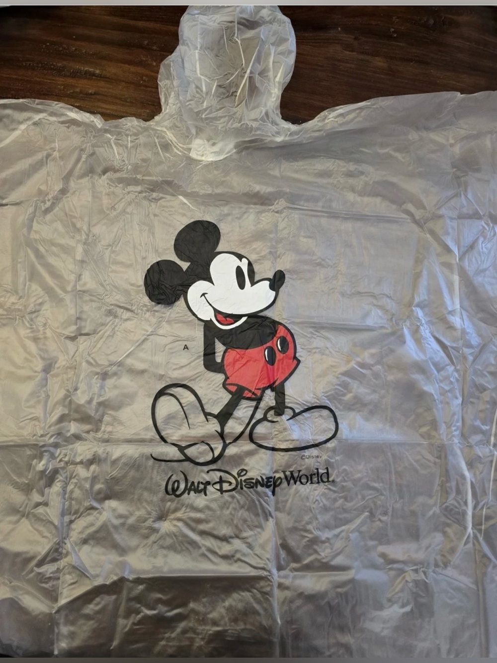 Walt Disney World Mickey Mouse Clear Rain Poncho - Red & Black Print